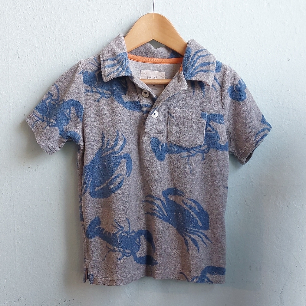 Boys French Terry Mini Boden Crab & Lobster Print Top